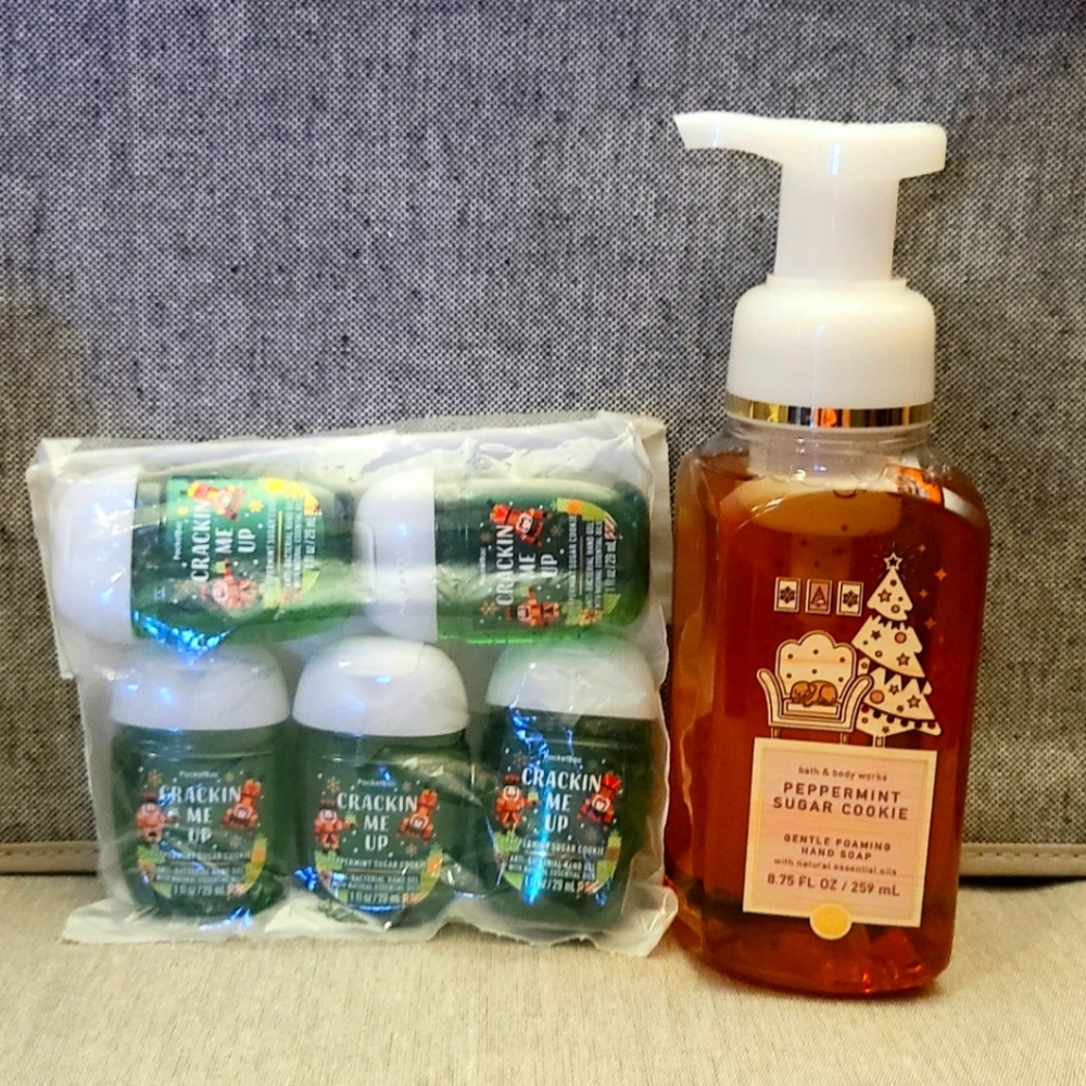 PEPPERMINT SUGAR COOKIE Gentle Foaming Hand Soap & 5-Piece Gel Hand Sanitizers